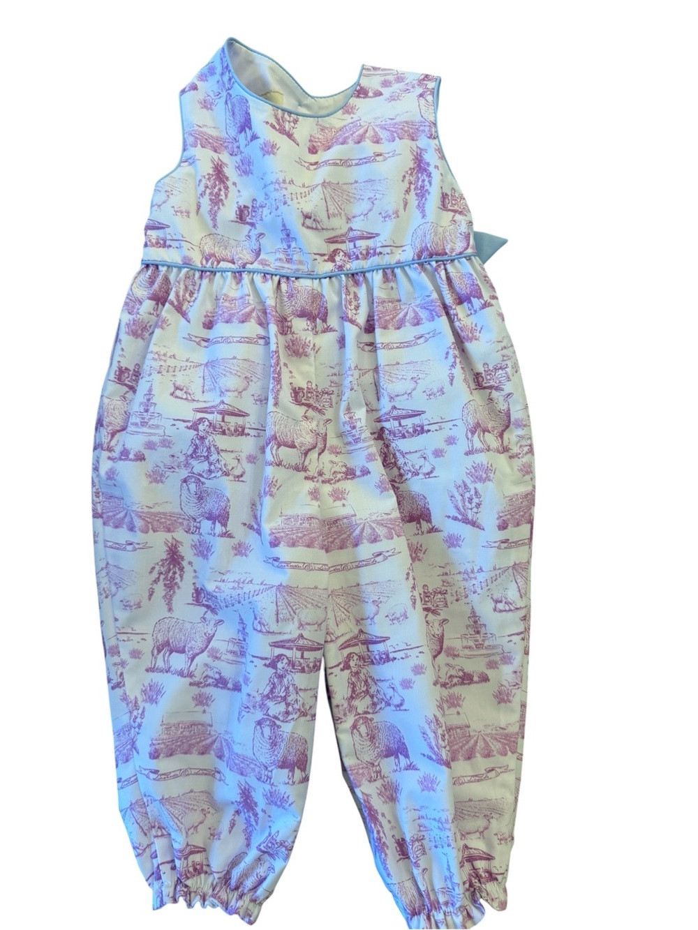 The Beaufort Bonnet Company TBBC Baby Girl Romper 6–12M Toile Bow Back NEW